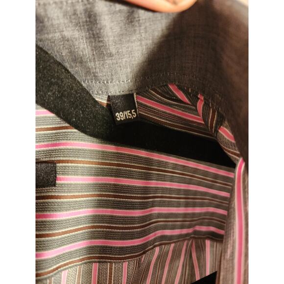 HAMMER MADE Men's Long Sleeve Pink & Gray Button Up Size 39/15.5 - Picture 8 of 11